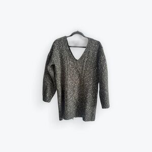 Current Air Black Speckled V-Neck Sweater